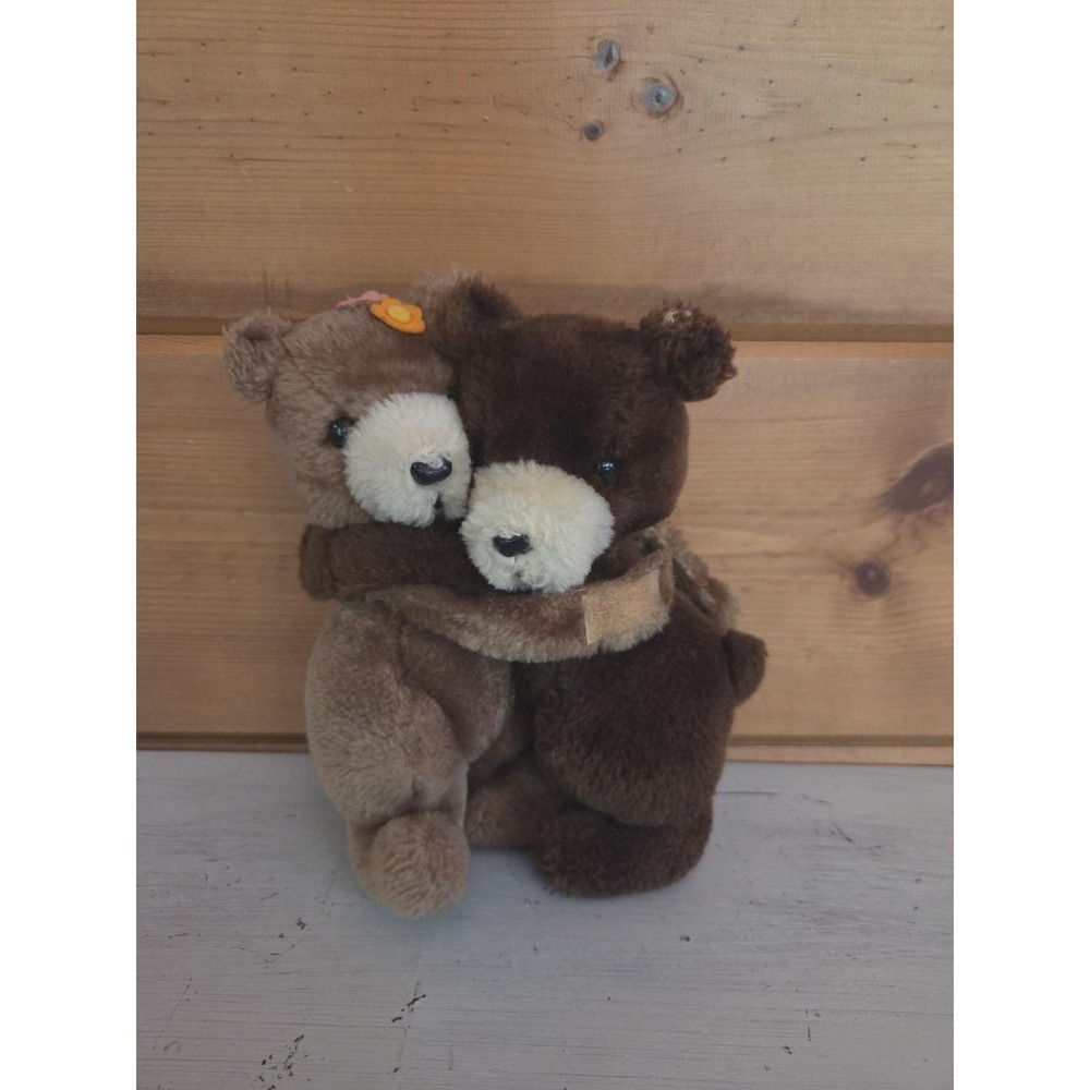 Vintage 1979 Dakin HUGGING BEARS Stuffed Plush Korea 8" 70s Valentine Day E41